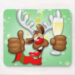 Mousepad Caráter de Natal Engraçado do Bebado Reindeer