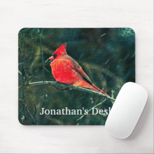 Mousepad Cardeal de inverno em Snowstorm - Aprimorado