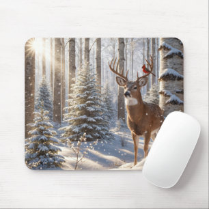 Mousepad Cardeal Vermelho Empoleirado nos cilindros de vead