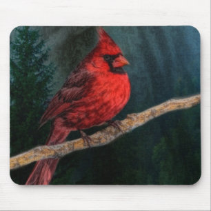 Mousepad Cardeal Vermelho Primitivo de Natal Evergreen de i