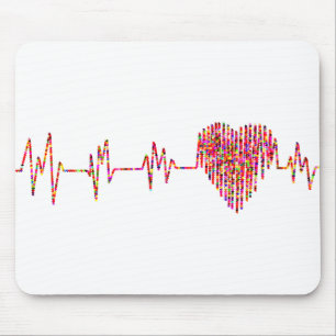 Mousepad Cardiac Monitor EKG with Heart
