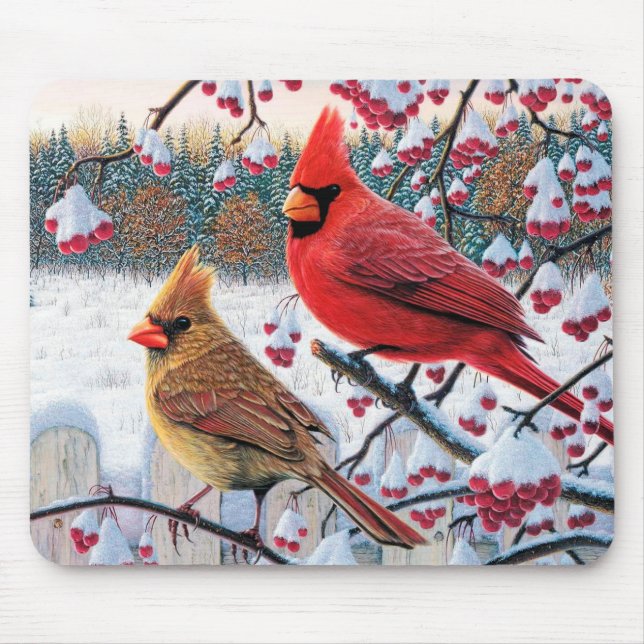 Mousepad Cardinais de inverno (Frente)