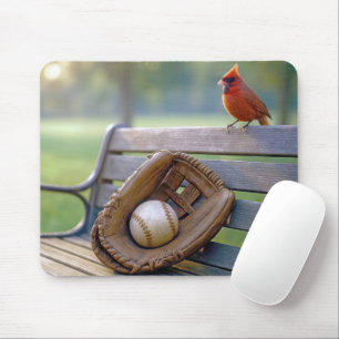 Mousepad Cardinal com uma Bola de Beisebol na Luva