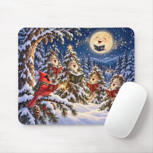 Mousepad Cardinal de Natal e Coro da Árvore de Inverno (Com mouse)