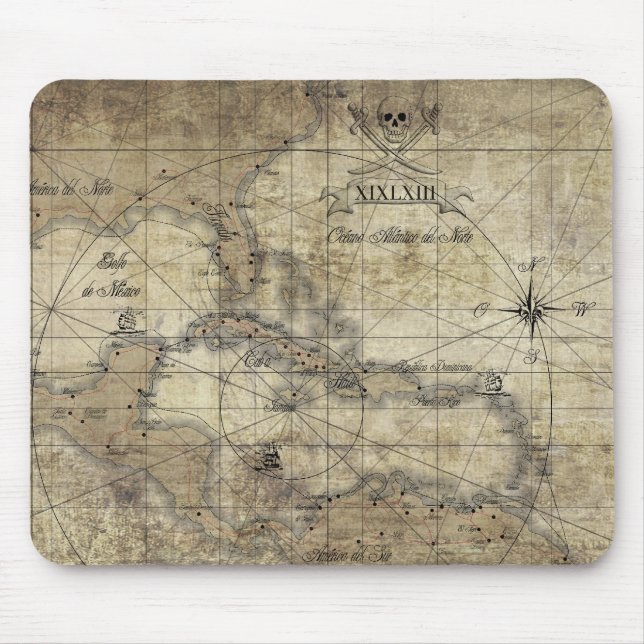 Mousepad Caribbean - old map (Frente)