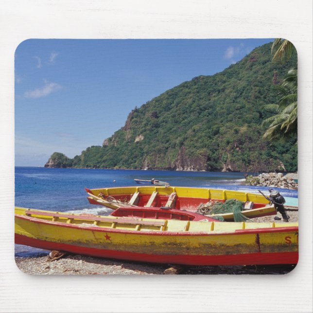 Mousepad Caribe, BWI, Santa Lúcia, Barcos à vela, Soufriere (Frente)