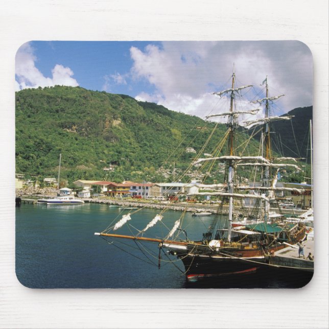 Mousepad Caribe, Santa Lúcia, Soufriere. Barcos em (Frente)