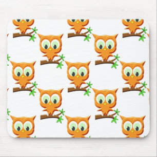 Mousepad Caricatura De Coruja No Ramo