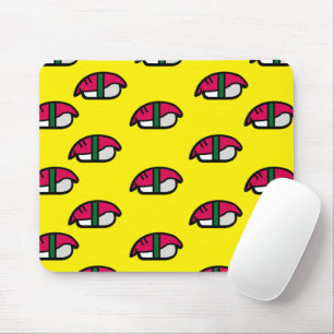 Mousepad Caricatura Kawaii Sushi, Rice de Peixe e Rato de S