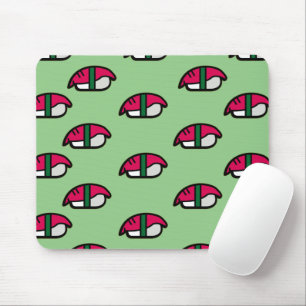 Mousepad Caricatura Kawaii Sushi, Rice de Peixe e Rato de S
