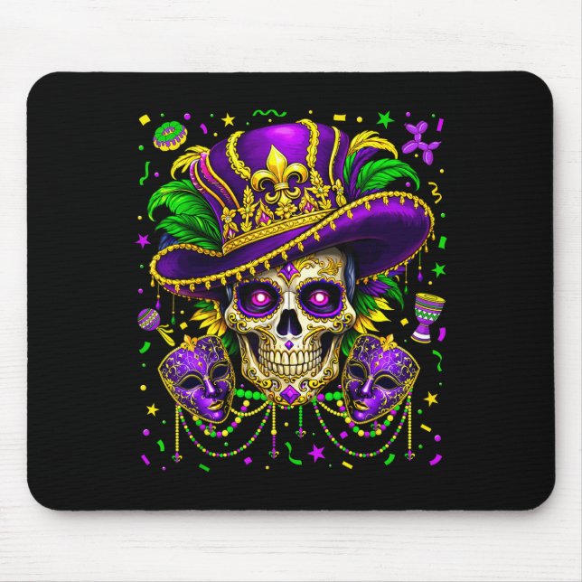 Mousepad Carnaval de Mardi Gras Crânio de Açúcar Mulheres N (Frente)