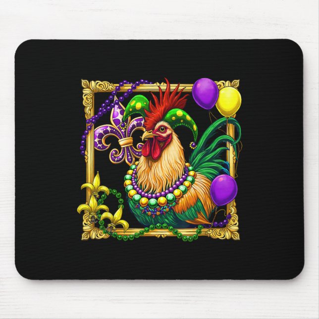 Mousepad Carnaval de Miçangas de frango, Mardi Gras, fazend (Frente)