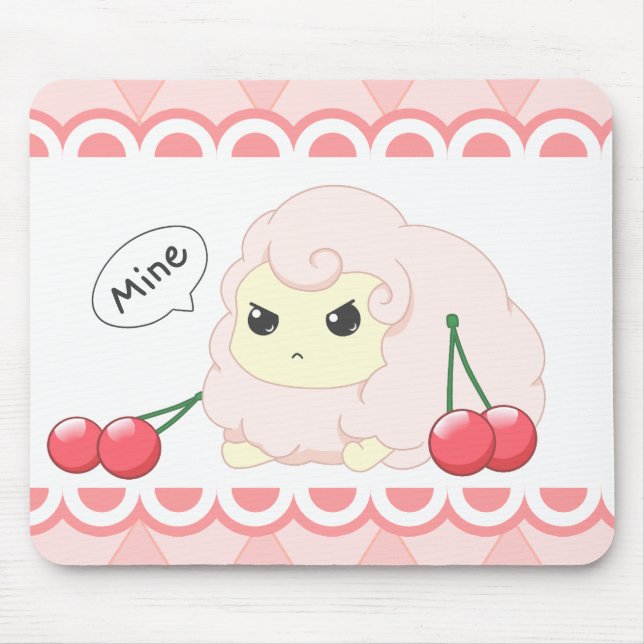 Mousepad Carneiros fiesty do rosa bonito do kawaii com (Frente)