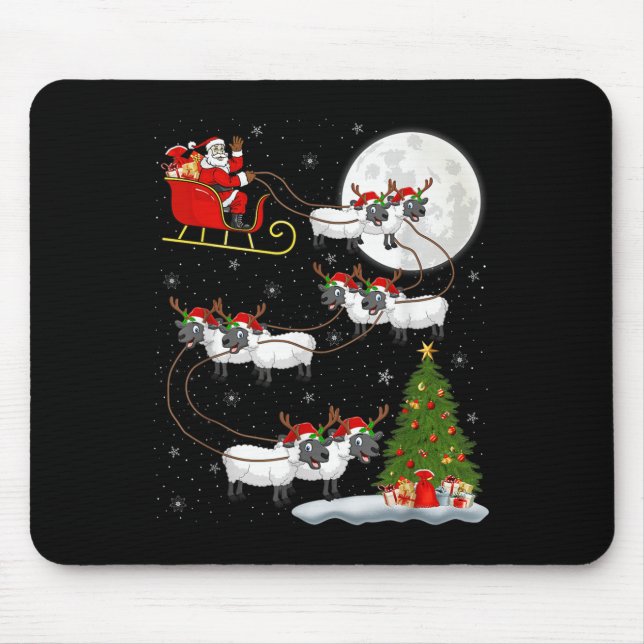 Mousepad Carneiros Papais noeis De Ovelhas Sleigh Voando En (Frente)