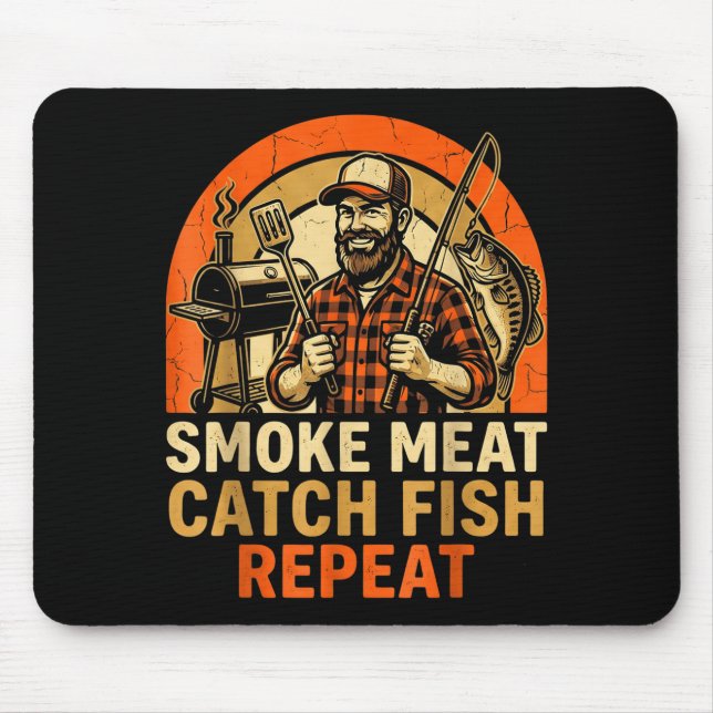 Mousepad Carnes defumadas pegue peixe repita churrasco pai  (Frente)