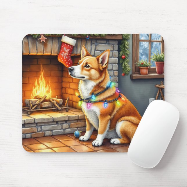 Mousepad Carolina Dog Lareira com Luzes de Natal (Com mouse)
