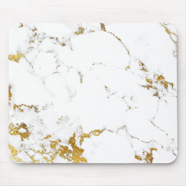 Mousepad Carrara Cinza branca abstrato Carrara Dourada Marb (Frente)