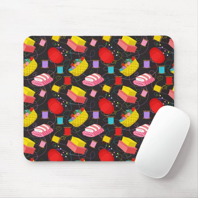 Mousepad Carretéis Linhas de Costura Alfinetes Cobertores C (Com mouse)