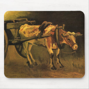 Mousepad Carrinho com Boi Vermelho e Branco por Vincent van