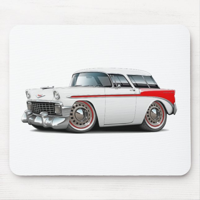 Mousepad Carro 1956 Branco-Vermelho do nómada (Frente)