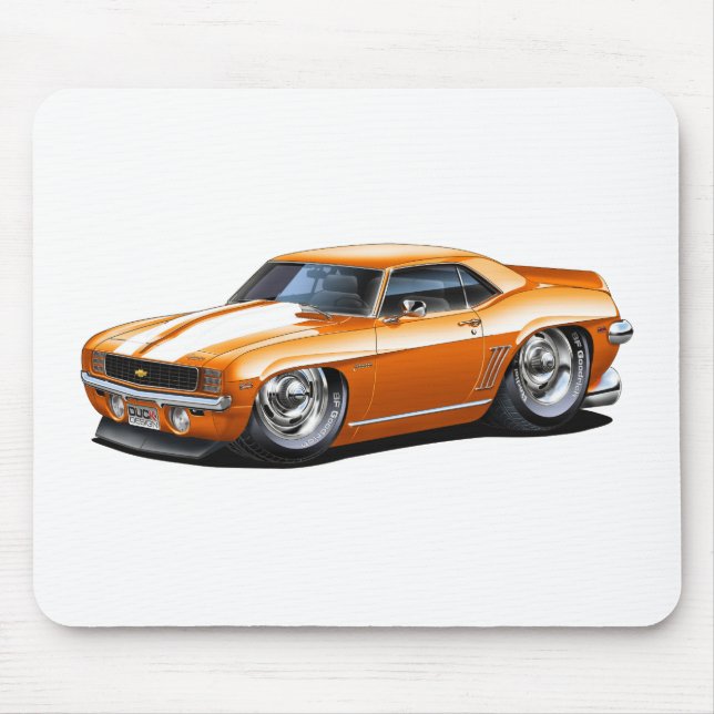 Mousepad Carro 1969 Alaranjado-Branco de Camaro (Frente)