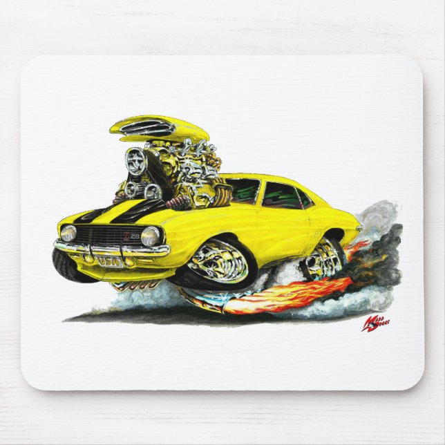 Mousepad Carro 1969 Amarelo-Preto de Camaro Z28 (Frente)