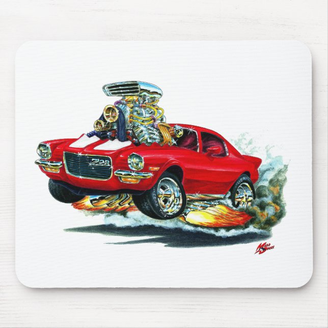 Mousepad Carro 1970-72 Vermelho-Branco de Camaro (Frente)