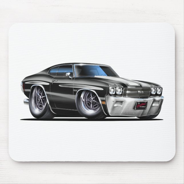Mousepad Carro 1970 Preto-Branco de Chevelle (Frente)