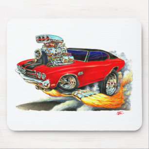Mousepad Carro 1970 superior Vermelho-Preto de Chevelle