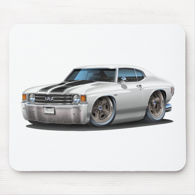 Mousepad Carro 1971-72 Branco-Preto de Chevelle (Frente)