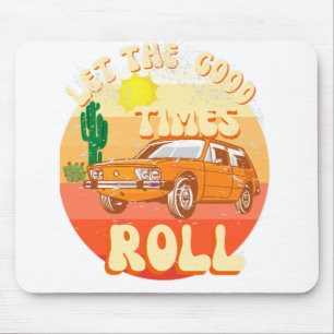 Mousepad Carro clássico e sunset de vintage com estilo retr