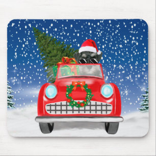 Mousepad Carro Condutor De Cachorro Schnauzer No Natal Da N