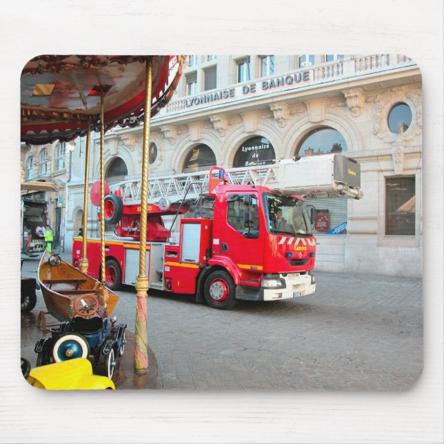 Mousepad Carro de bombeiros no mercado (Frente)