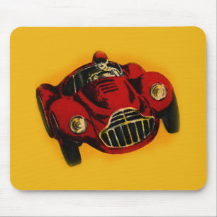 Mousepad Carro de Corrida Automática Antigo Amarelo Vermelh