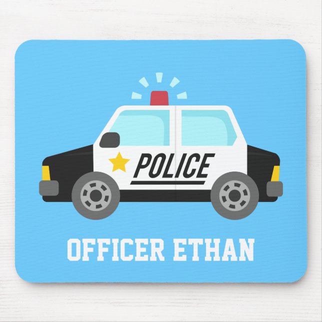 Mousepad Carro de Polícia Clássico com Sirene para Crianças (Frente)