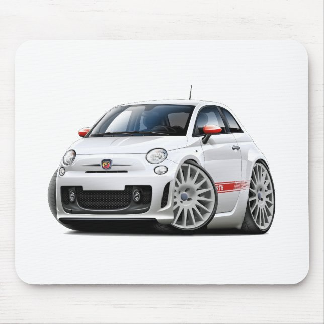 Mousepad Carro do branco de Fiat 500 Abarth (Frente)