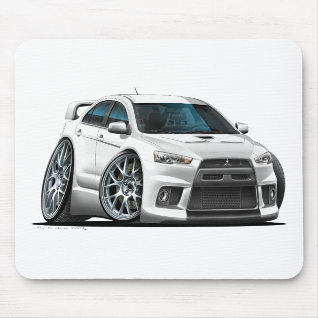 Mousepad Carro do branco de Mitsubishi Evo (Frente)