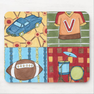 Mousepad Carro, Jersey, futebol e kit de tambor