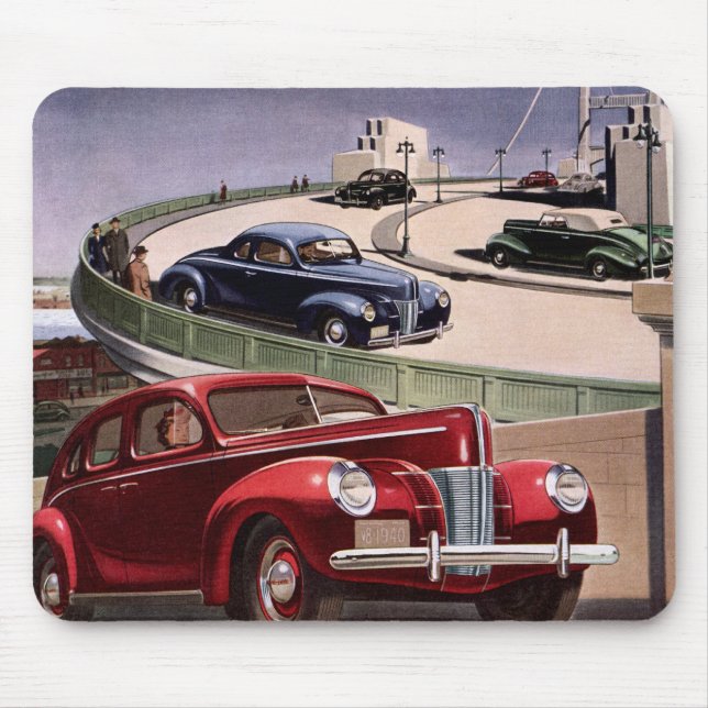 Mousepad Carros vintage, Trilha Classic Sedans na Freeway (Frente)