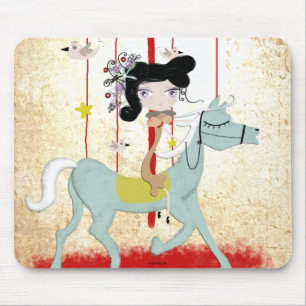 Mousepad Carrossel, boneca de cavalo, crianças, decor, boc