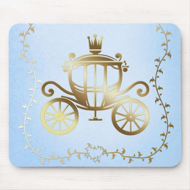 Mousepad Carruagem Elegante Dourada Princesa do Conto Azul (Frente)