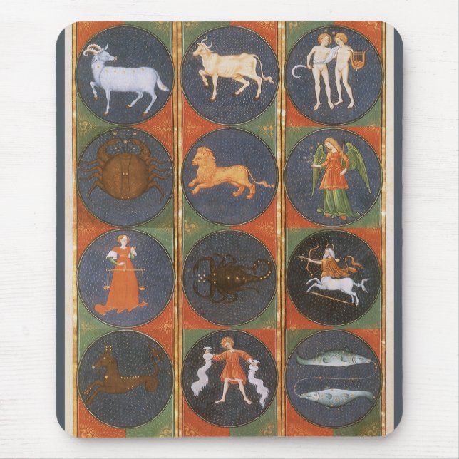 Mousepad Carta Celeste Vintage do Zodíaco Astrológico, 1475 (Frente)