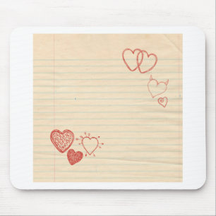 Mousepad Carta de amor do bloco de notas do Doodle