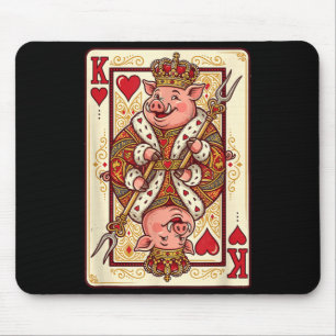 Mousepad Carta de Baralho Rei de Copas Porco Divertido Grel