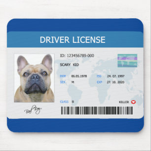 Mousepad Carta de condução engraçada para cães