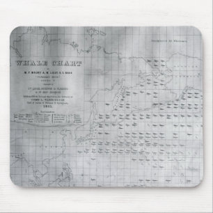 Mousepad Carta do North Pacific, 1851 da baleia