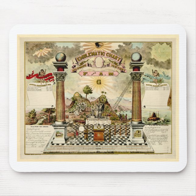 Mousepad Carta emblemática maçónica do Freemason (Frente)