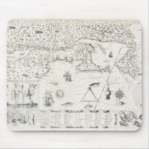 Mousepad Carta Francesa Canadá (Québec) por Champlain 1612