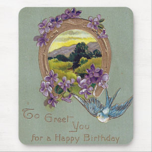Mousepad Cartão De Aniversário Vintage Impresso Na Aleman