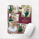 Mousepad Cartão de feriado para multifamília de fotografias<br><div class="desc">Cartão de férias multifamília de fotos dourado moderno.</div>